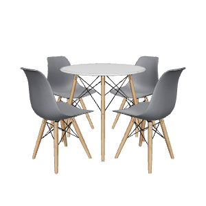 Modern Round Table and Chairs Set - 3D Model