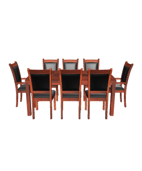 Elegant Wooden Dining Table with Chairs Set 3D Model - Furniture 3D Model