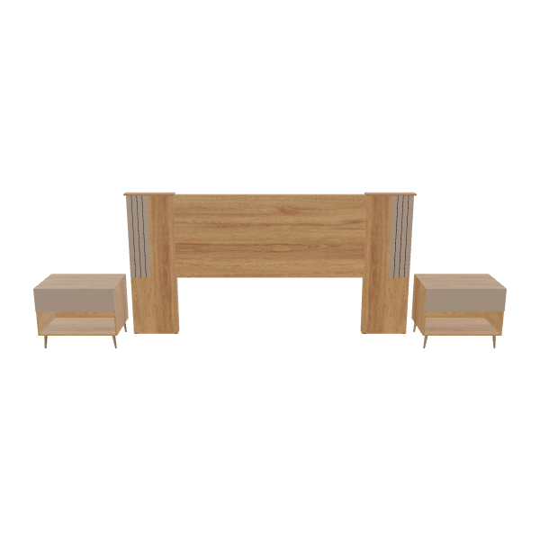 Modern Headboard with Nightstands 3D - 3D Model