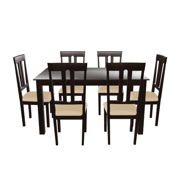Stylish Wooden Dining Set 3D - 3D Model