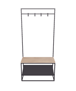 Industrial Coat Rack Bench 3D - 3D Model