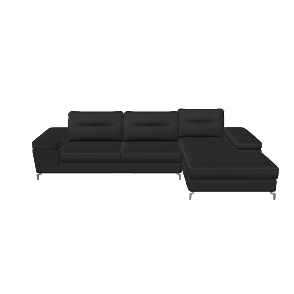 Stylish Black Sectional Sofa 3D - 3D Model