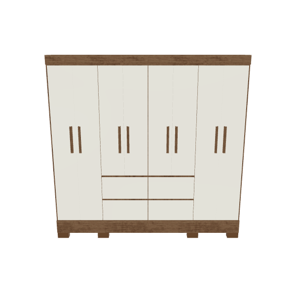 Stylish Wooden Wardrobe 3D Model - Furniture 3D Model