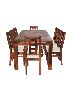 Elegant Wooden Dining Table Set - 3D Model