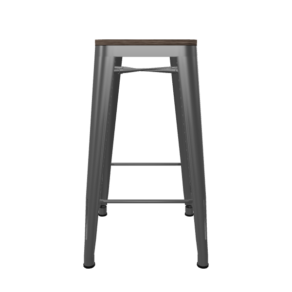 Metal Bar Stool with Wooden Top 3D - 3D Model