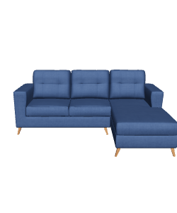 Stylish Modern Blue Fabric Sofa with Ottoman - 3D Model