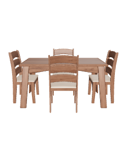 Elegant Wooden Dining Table Set - 3D Model