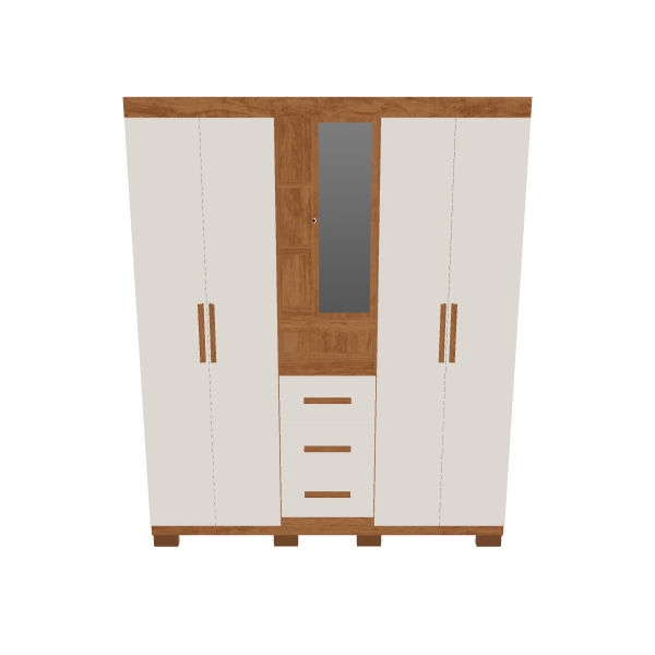 Stylish Wooden Wardrobe 3D Model - Furniture 3D Model