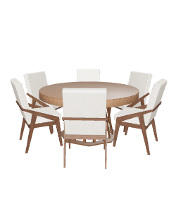 Stylish Round Dining Table Set - 3D Model