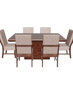 Stylish Wooden Dining Table Set 3D Model