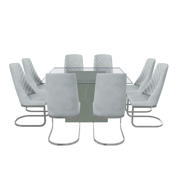 Elegant Glass Dining Table Set 3D - Furniture 3D Model