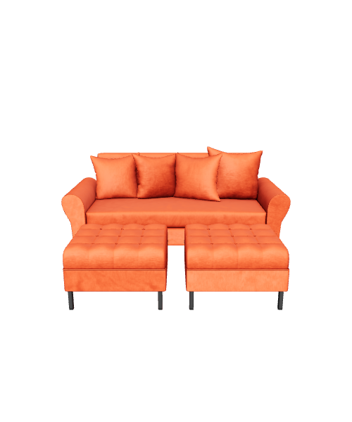Stylish Orange Sofa Set 3D - 3D Model