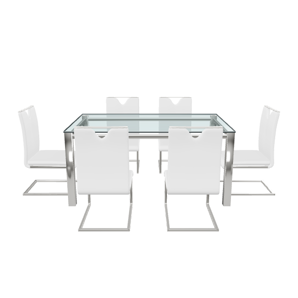 Modern Glass Dining Table Set - 3D Model