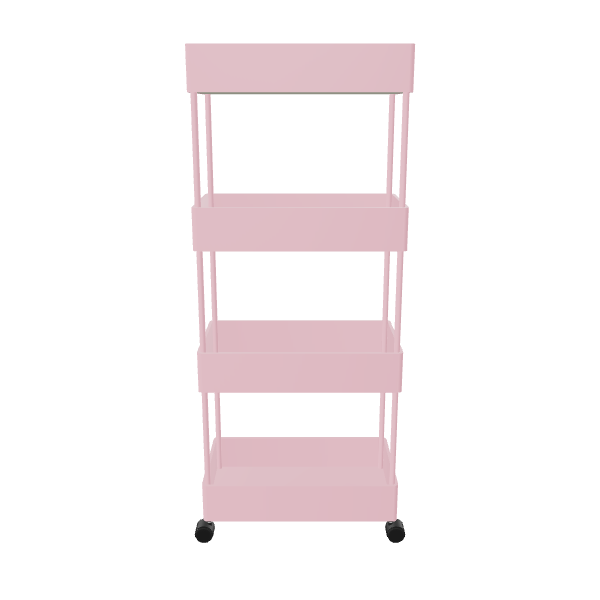 Pink 4-Tier Storage Cart 3D - Furniture 3D Model