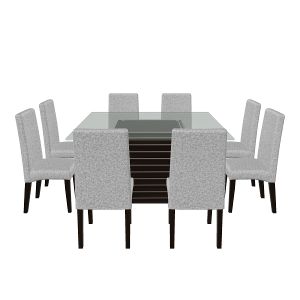 Stylish Glass Top Dining Set - 3D Model