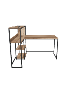 Industrial Wood and Metal Desk 3D - Furniture 3D Model