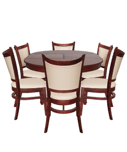 Elegant Round Wooden Dining Table with Upholstered Chairs - 3D Model