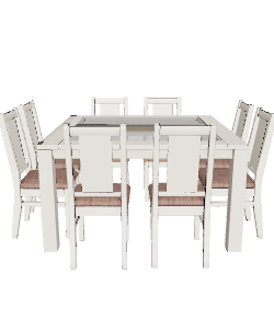 Stylish White Dining Table Set 3D Model - Furniture 3D Model
