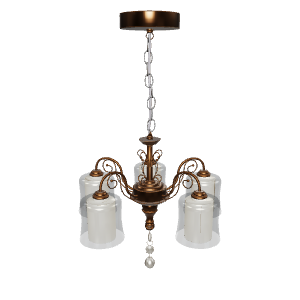Elegant Vintage 5-Lamp Chandelier 3D - Interior 3D Model