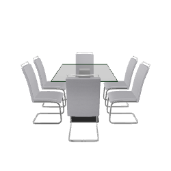 Modern Glass Dining Table Set - 3D Model