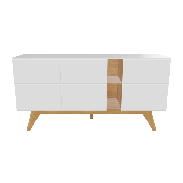 Contemporary White Wooden Cabinet 3D - 3D Model