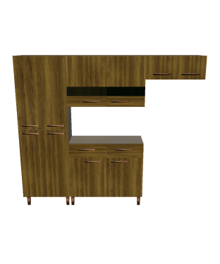 Stylish Wooden Kitchen Cabinet 3D - 3D Model