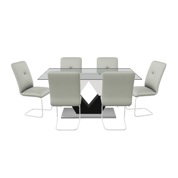 Contemporary Glass Dining Table Set - Furniture 3D Model