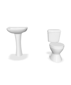 Elegant Bathroom Sink and Toilet - Household 3D Model