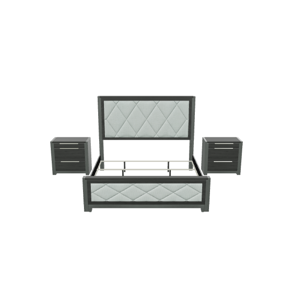 Stylish Bed with Nightstands 3D - 3D Model