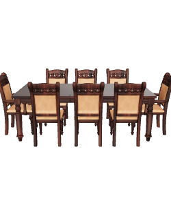 Elegant Wooden Dining Table Set - 3D Model