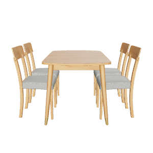 Stylish Wooden Dining Table Set - 3D Model