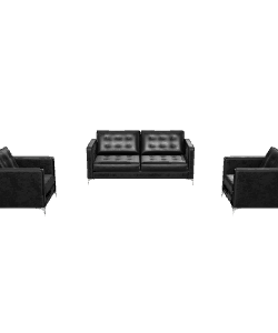Elegant Black Sofa Set 3D Model - Furniture 3D Model