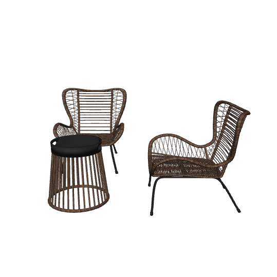 Stylish Rattan Lounge Chair Set - 3D Model