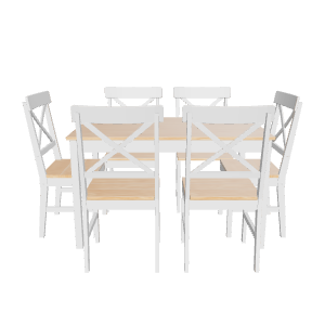 Stylish Wooden Dining Set 3D - 3D Model