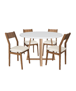 Modern Round Dining Table Set - 3D Model