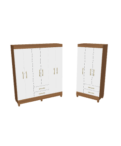 Stylish Wooden Wardrobe Set 3D - 3D Model