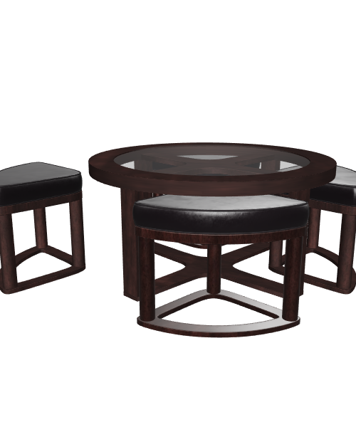 Elegant Round Dining Table Set - 3D Model