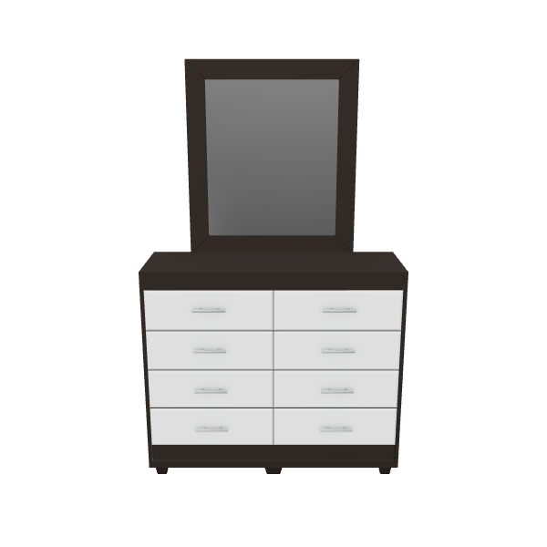 Eight Drawer Dresser and Mirror 3D - 3D Model