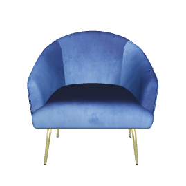 Stylish Blue Velvet Chair Model - 3D Model