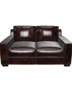 Elegant Brown Leather Sofa Model - 3D Model