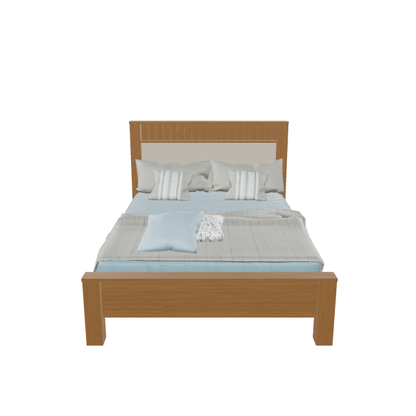Stylish Wooden Bed 3D Model - Furniture 3D Model