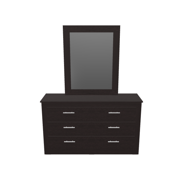 Elegant Wooden Dresser with Mirror - 3D Model