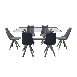 Glass Dining Table Set 3D - 3D Model