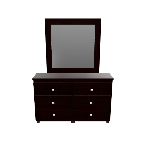 Modern Bedroom Dresser and Mirror - 3D Model