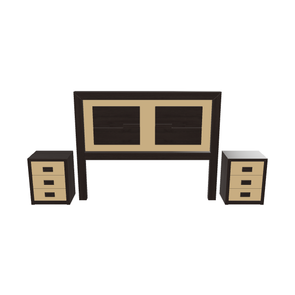 Queen Bed Headboard with Nightstands 3D - 3D Model