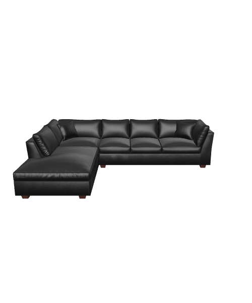 Contemporary Black Leather Sofa 3D - 3D Model