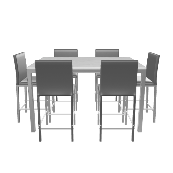 Stylish Modern Dining Table Set - 3D Model