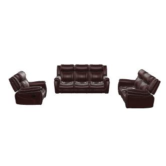 Elegant Reclining Leather Sofa Set - 3D Model