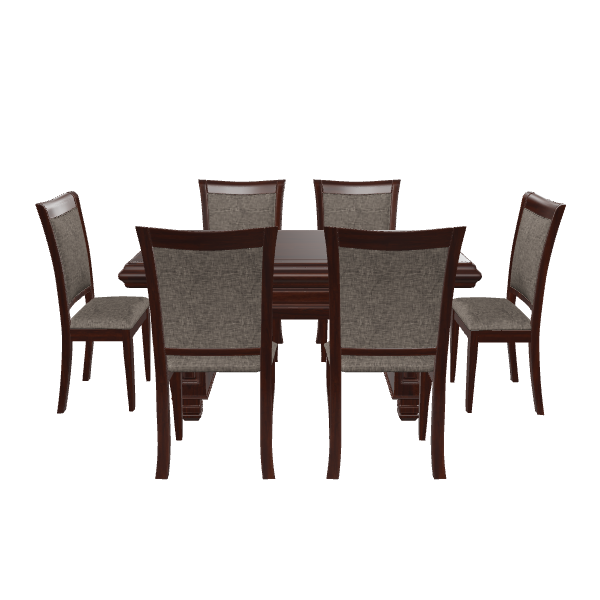 Elegant Wooden Dining Table Set - Furniture 3D Model
