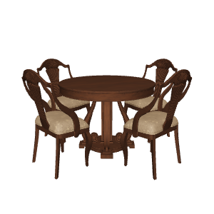 Elegant Wooden Dining Table Set - Furniture 3D Model